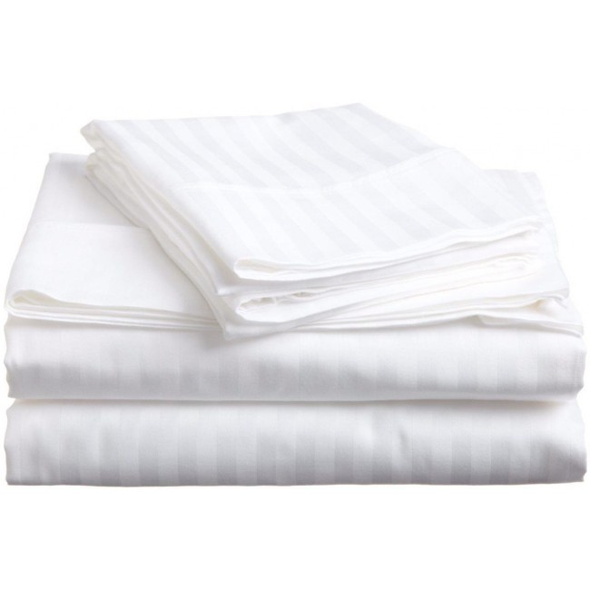 Sale Active Pure White Striped Cotton Bedsheet for Double Bed with 2 Pillow Covers – Soft & Hypoallergenic Sale Active Pure White Striped Cotton Bedsheet for Double Bed with 2 Pillow Covers – Soft & Hypoallergenic